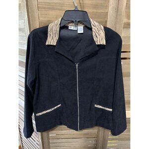 Vintage Sun River Blazer Jacket Womens Size Small Black Zip Closure